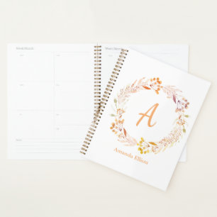 Autumn Floral Watercolor Boho Personalized Planner