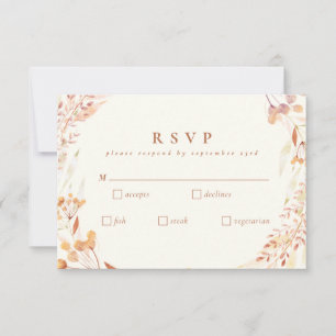 Autumn Floral Watercolor Wreath Boho Wedding  RSVP Card