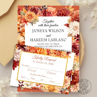 Autumn Floral Wedding Enclosure Card