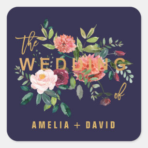 Autumn Floral Wedding Envelope Seals