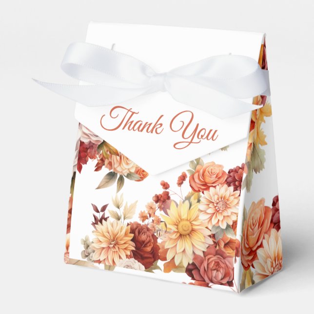 Autumn Floral Wedding Favor Box (Front Side)