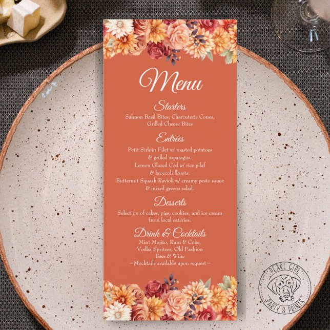 Autumn Floral Wedding Flat Menu (Creator Uploaded)
