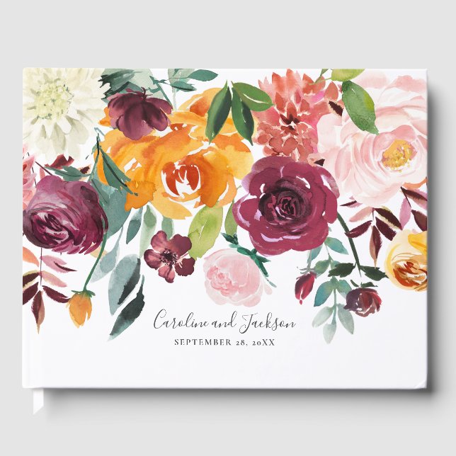 Autumn Floral Wedding Guest Book (Front)