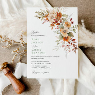 autumn floral wedding invitation