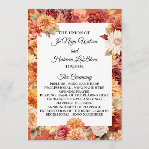 Autumn Floral Wedding Program
