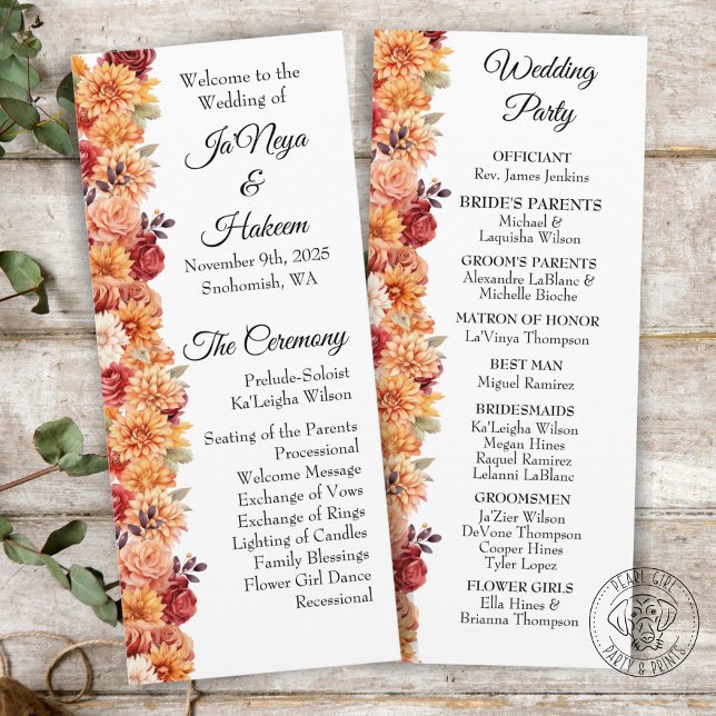 Autumn Floral Wedding Program (Creator Uploaded)