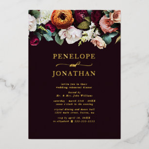 Autumn Floral Wedding Rehearsal Dinner Gold