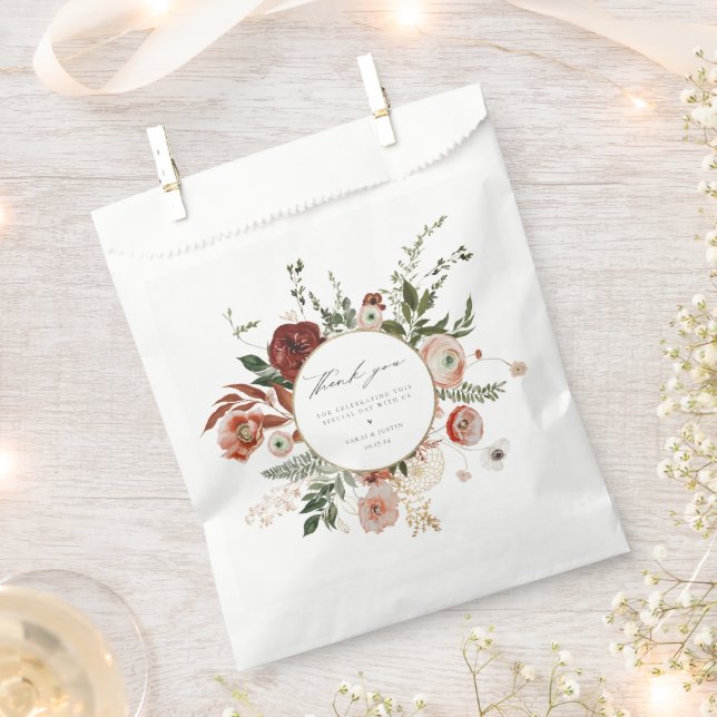 Autumn Floral Wedding Thank You Favour Bag (Clipped)