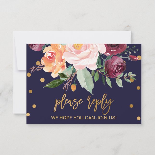 Autumn Floral Wedding Website RSVP Card (Front)