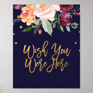 Autumn Floral Wedding Wish You Were Here Sign