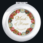 Autumn Floral Wreath Maid of Honour Wedding Favour Compact Mirror<br><div class="desc">This compact mirror is designed as a gift for your maid of honour. Features a wreath of Victorian roses and other flowers in deep rich autumn colours. The text is a lacy gold script and there is a place to enter her name. Perfect way to thank her for being a...</div>