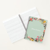 Autumn Floral Wreath on Sage Green with Name Notebook (Inside)