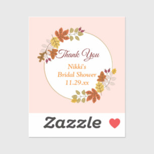 Autumn Floral Wreath Pumpkin Gold Thank You Favor 