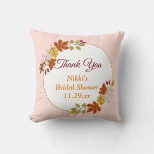 Autumn Floral Wreath Pumpkin Gold Thank You Favor  Throw Pillow