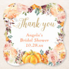 Autumn Floral Wreath Pumpkin Gold Thank You Favour