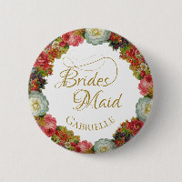 Autumn Floral Wreath Wedding Bridesmaid Name Tag