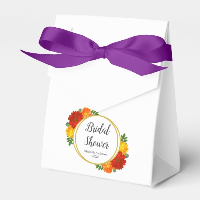 Autumn Florals Bridal Shower Favor Box (Front Side)