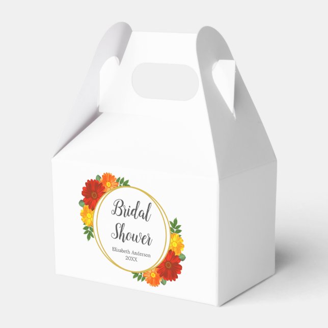 Autumn Florals Bridal Shower Favor Box (Front Side)
