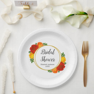 Autumn Florals Bridal Shower Paper Plate