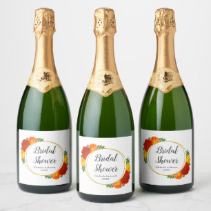 Autumn Florals Bridal Shower Sparkling Wine Label
