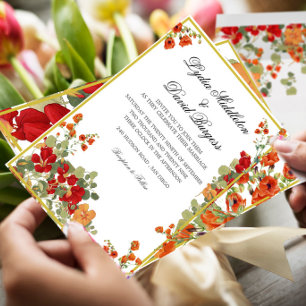 Autumn Florals Elegant Wedding Custom Stationary Invitation