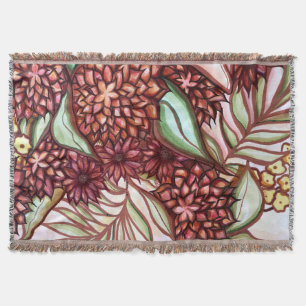 Autumn Florals Flower Fall Art Gardening Abstract  Throw Blanket