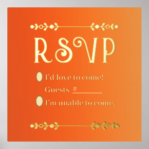 Autumn Florals Gold Foil Print RSVP