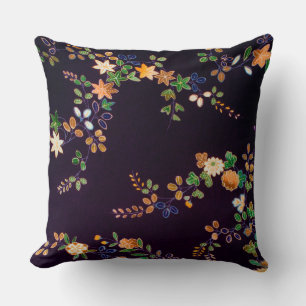 Autumn Flower and Leaf, Japanese Design Throw Pillow
