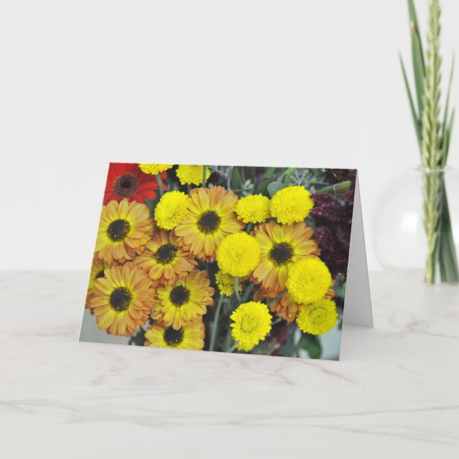 Autumn Flower Bouquet Thank You Card (Front)