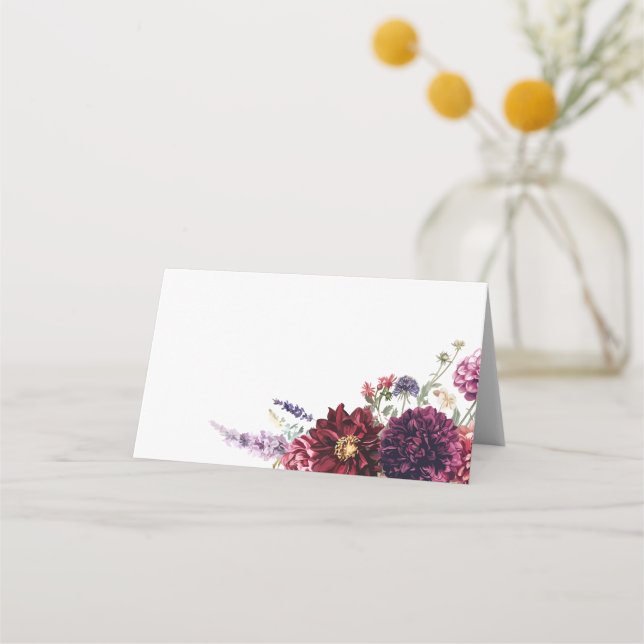 Autumn Flower Dahlia Bunch Fall  Place Card (Front)