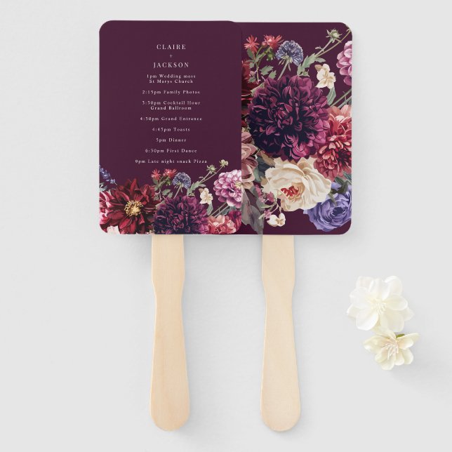 Autumn Flower Dahlia Bunch Fall Program Hand Fan (Front and Back)