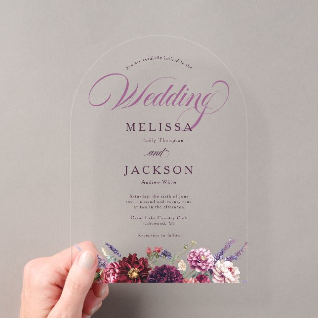 Autumn Flower Dahlia Wedding Invitation (Insitu (Handheld))