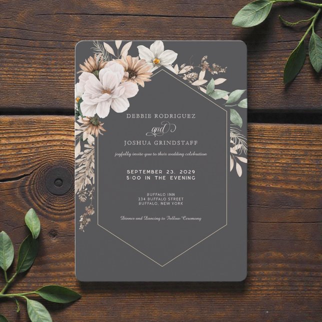 Autumn Flower Frame Wedding Invitation  (Créateur téléchargé)