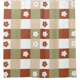 Autumn Flower Gingham Check Pattern