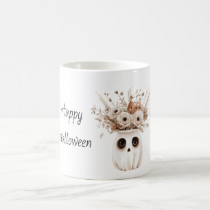 Autumn Flower Halloween Vase with Eyes Coffee Mug