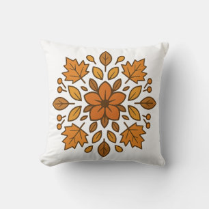 Autumn flower mandala throw pillow