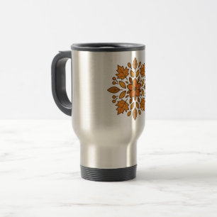 Autumn flower mandala travel mug