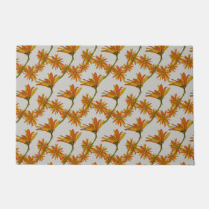 Autumn Flower Painting Pattern Grey Doormat