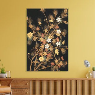 Autumn Flower & Tree 1884 Japanese Ornamental Art Canvas Print