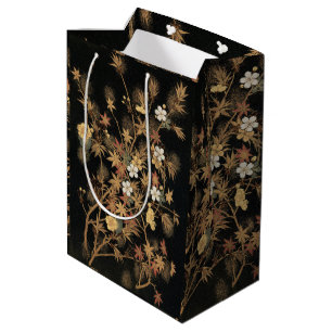 Autumn Flower & Tree 1884 Japanese Ornamental Art Medium Gift Bag