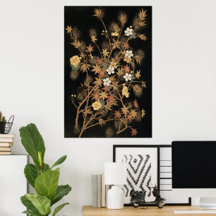 Autumn Flower & Tree 1884 Japanese Ornamental Art Poster