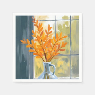 Autumn Flower Vase Watercolor Napkin