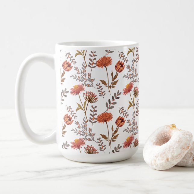 autumn flowering coffee mug (With Donut)