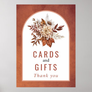 Autumn flowers and foliage terracotta fall wedding poster