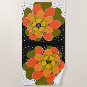 Autumn flowers, autumn, flower, illustration beach towel