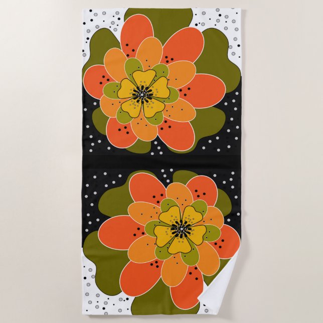 Autumn flowers, autumn, flower, illustration  beach towel (Front)
