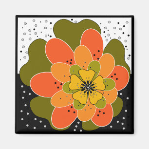 Autumn flowers, autumn, flower, illustration throw magnet