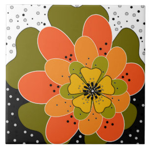 Autumn flowers, autumn, flower, illustration throw tile