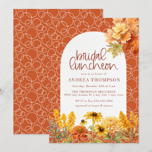 Autumn Flowers Bridal Luncheon Invitation