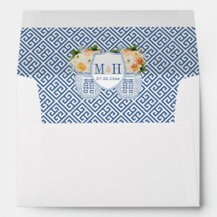 Autumn Flowers Chinoiserie Wedding Monogram Envelope